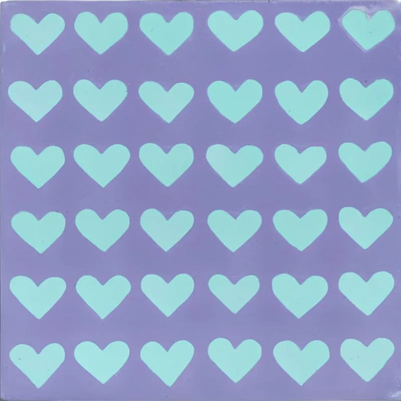 Carreau Petit Coeur Violet / Turquoise
