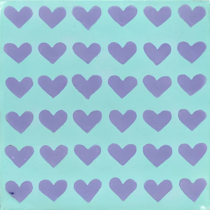 Carreau Petit Coeur Turquoise / Violet