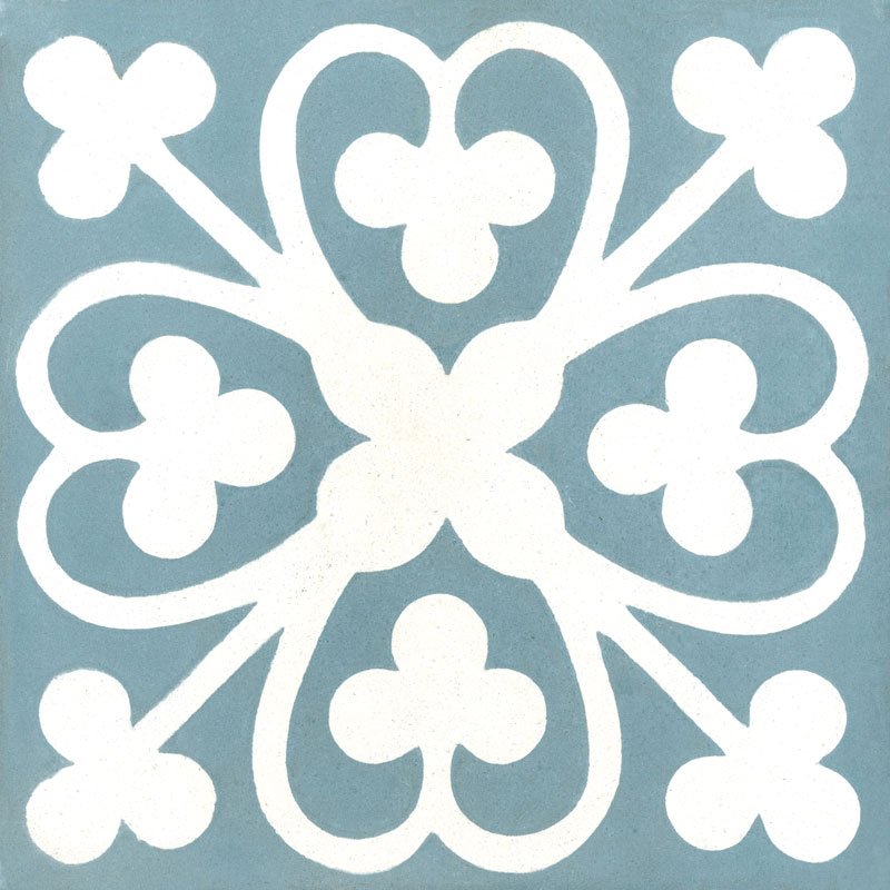 Carreau de Ciment Girofle Bleu Mistral & Blanc - Carocim