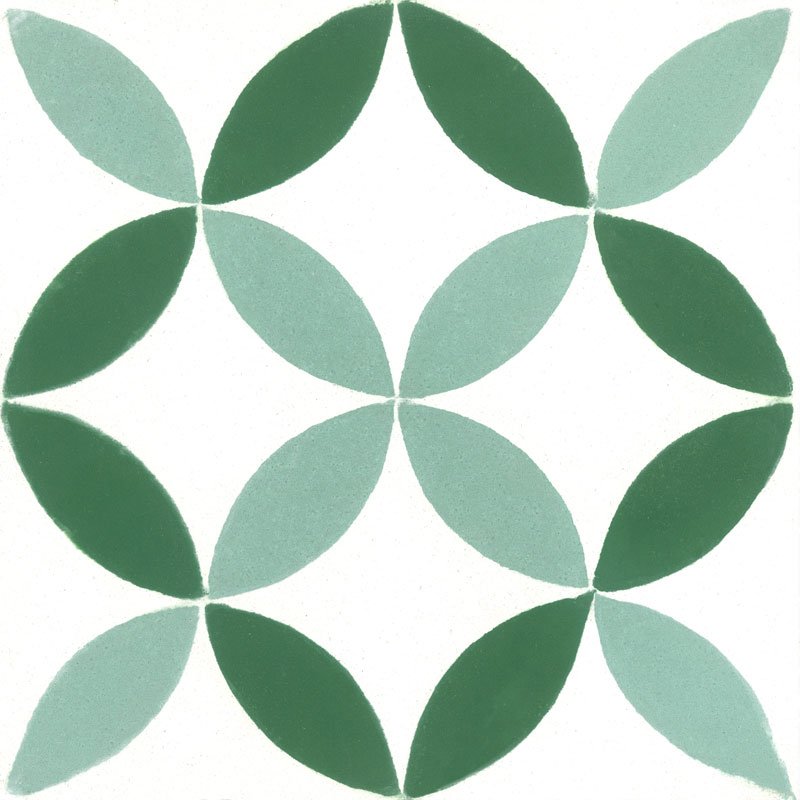 Carreau de Ciment Trame Circulaire Duo Vert - Carocim
